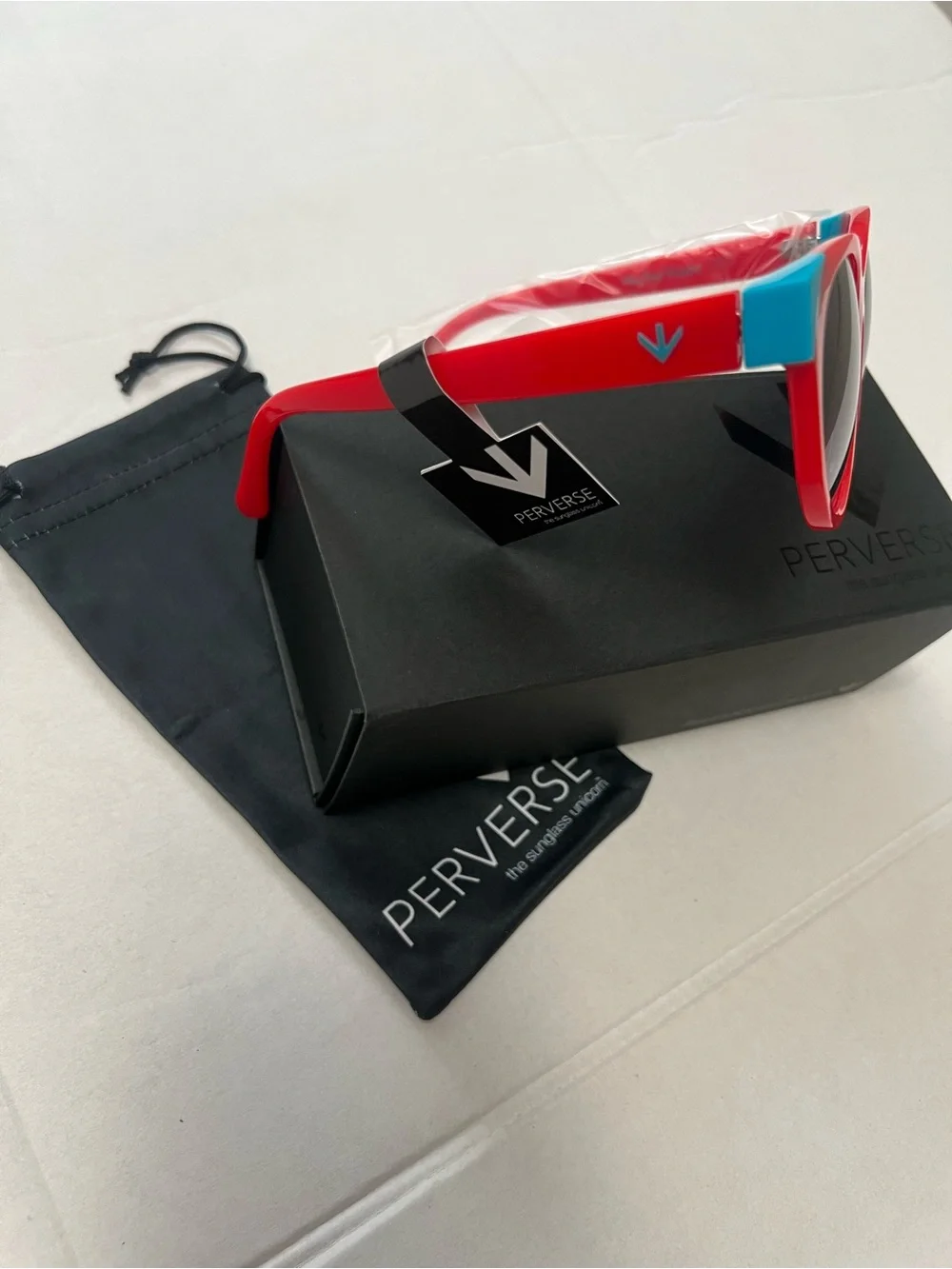 PERVERSE Red & Blue women’s  Sunglasses — Bold Two-Tone Frame